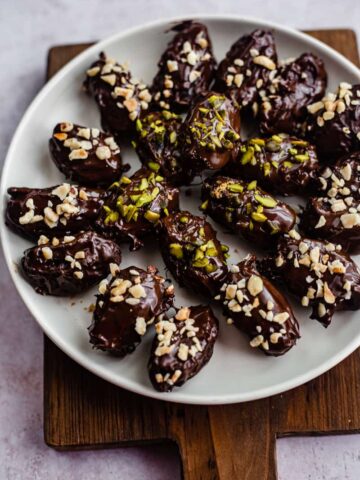 Chocolate dates on plate