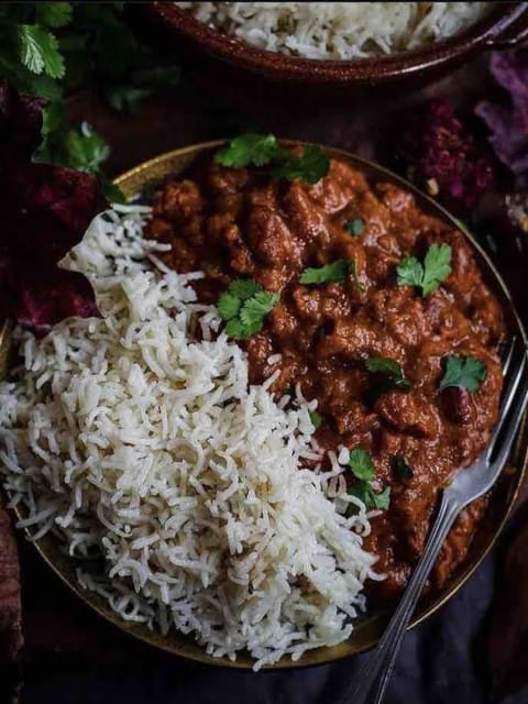 Kidney Beans Curry - Rajma Masala with rice in bowl