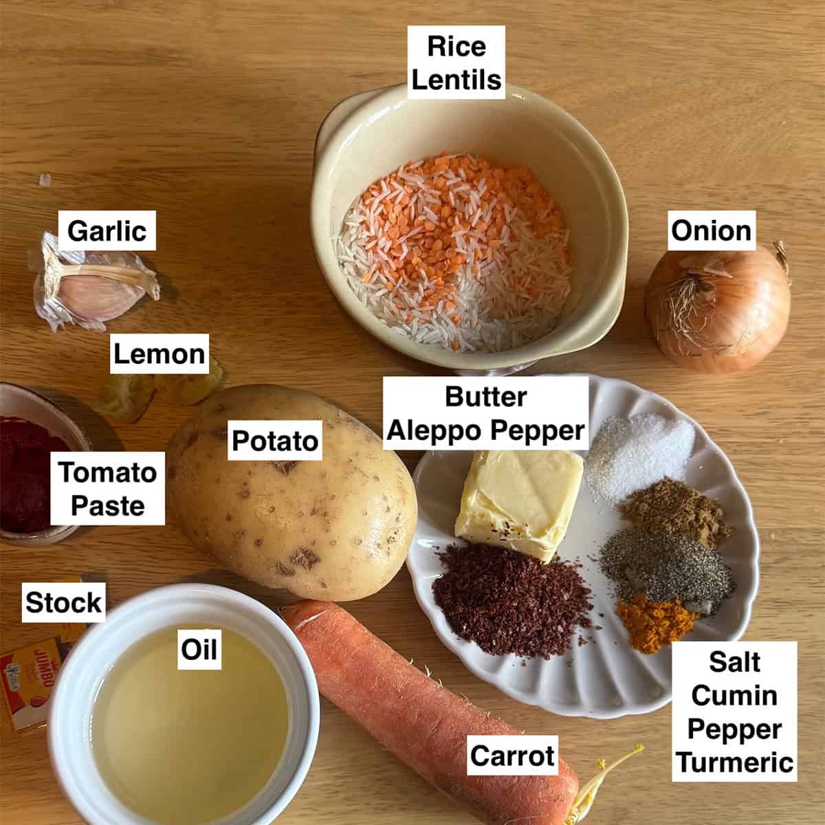 ingredients for soup on table