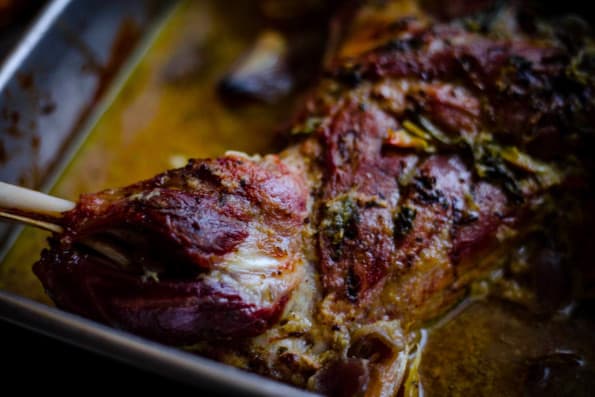 Slow cooked lamb shoulder in tin