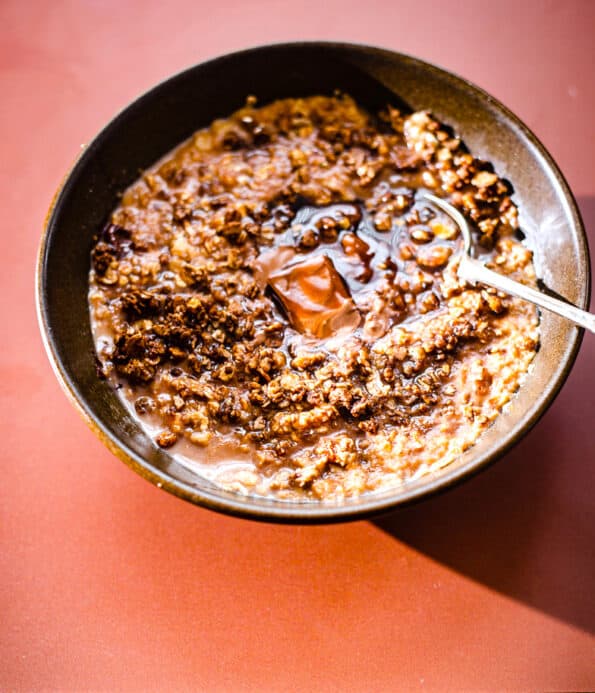 Chocolate Porridge in a bowl on a table
