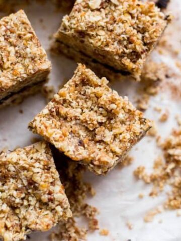 4 Date and Oat bars on baking paper