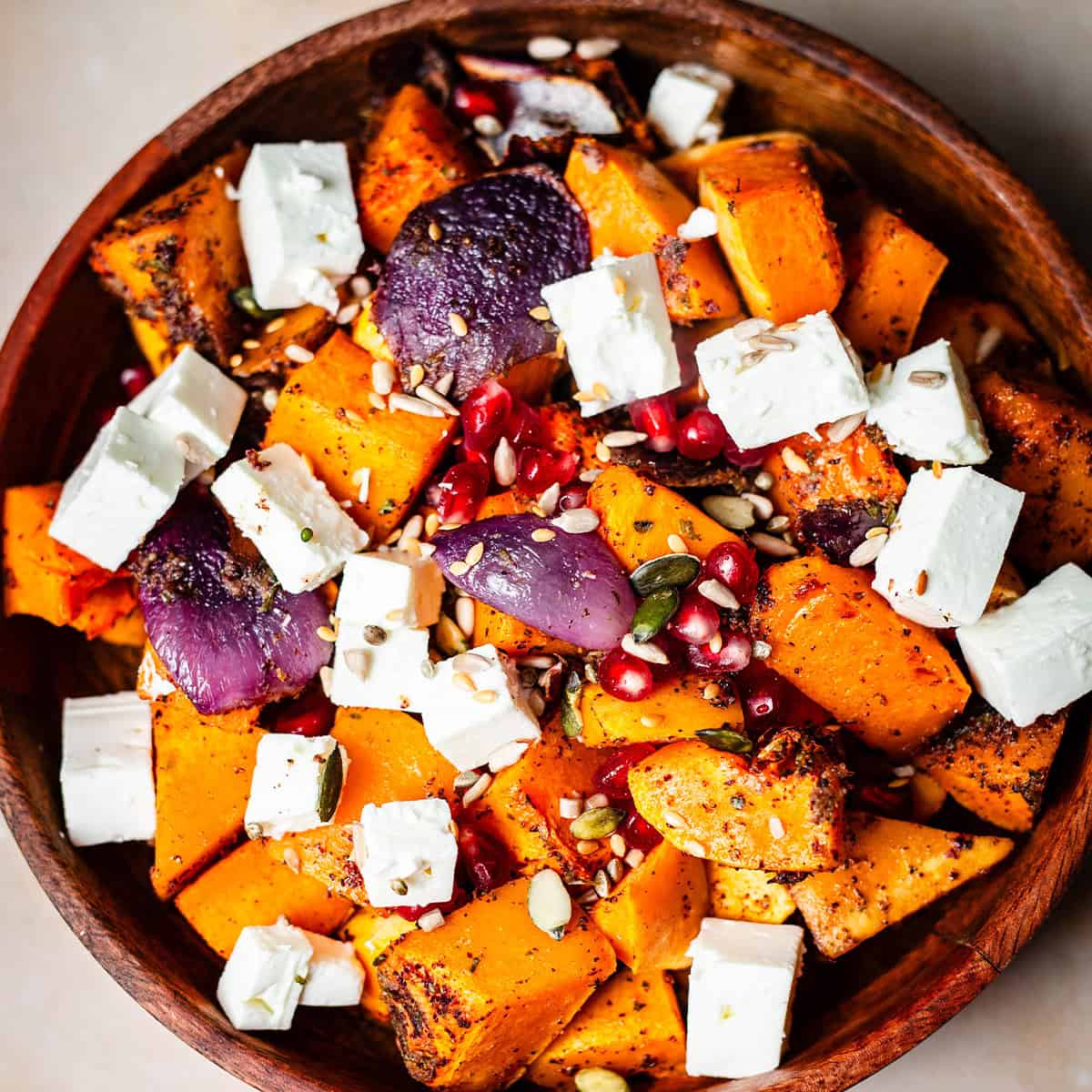 Squash and Feta salad in bowl