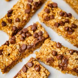 Peanut Butter and Oat Bars on a plate