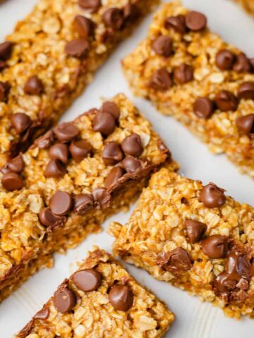 Peanut Butter and Oat Bars on a plate
