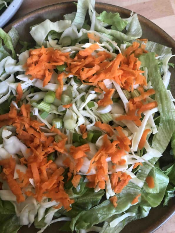 Carrots added to salad plate