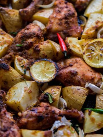One tray Herb and Citrus Chicken with Potatoes in tray