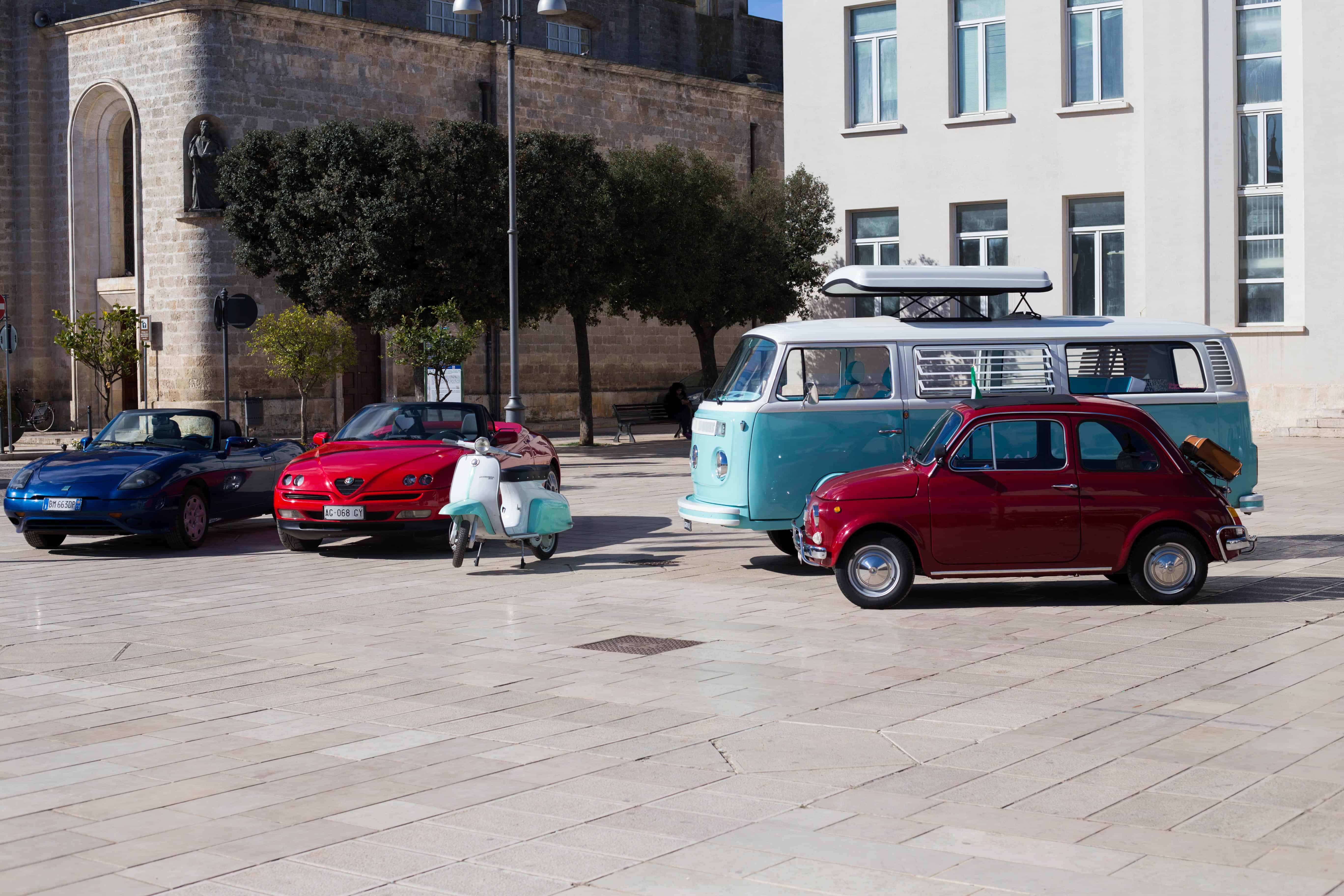 Cars in square in center of Italy