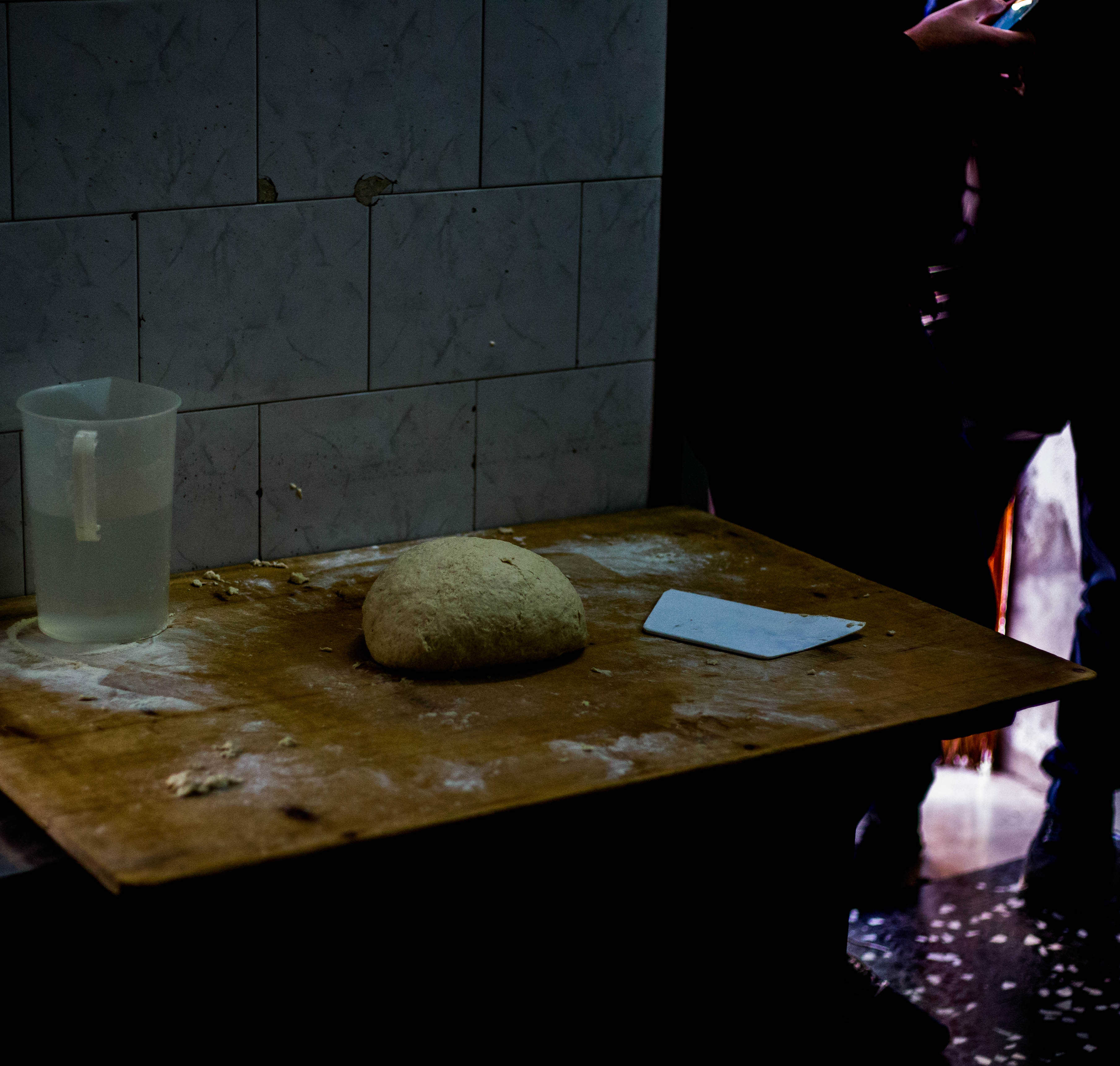 Bread dough on table in bakery