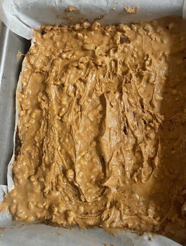 Peanut butter spread on top of date paste