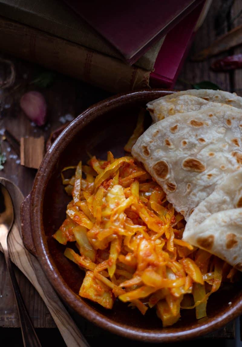 Indian Style Stir Fried Cabbage with Potato - Tiffin And Tea