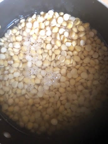 Chana Dal soaking in a bowl of water