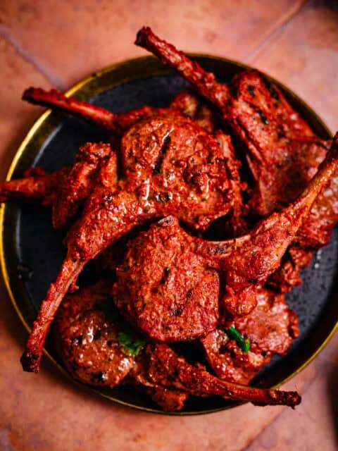 Tandoori lamb chops in plate