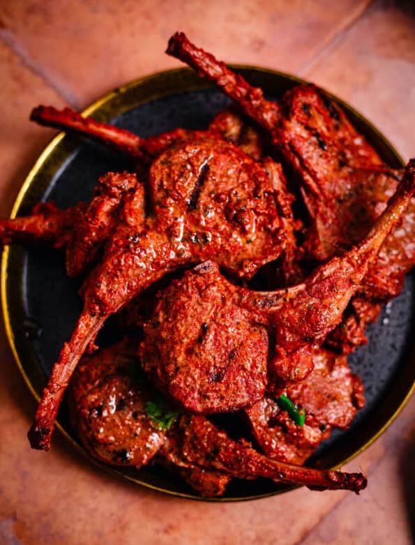 Tandoori lamb chops in plate