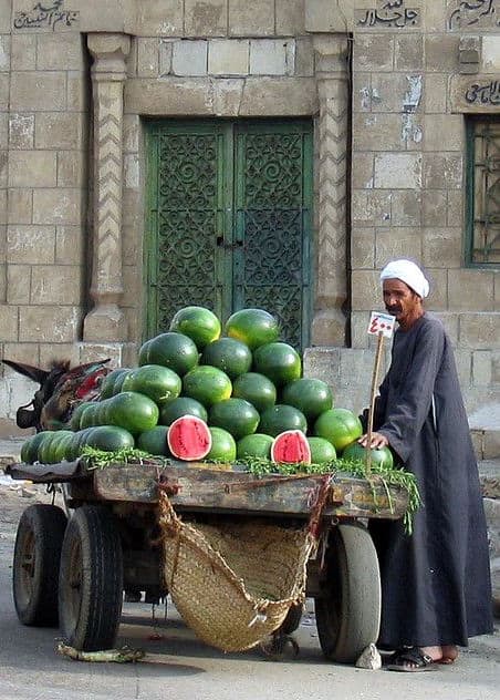 Foreign st, Muslim man, Watermelon mobile stall