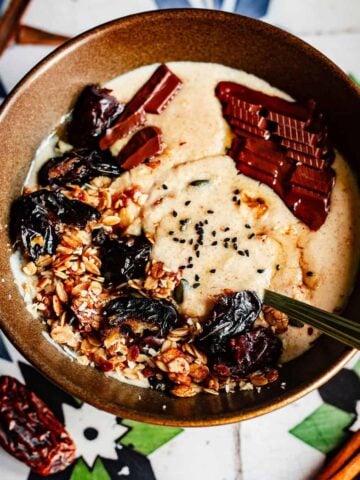Talbina in bowl with toppings