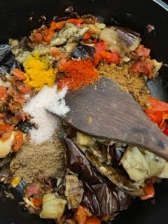 Ground Spices and Salt added to pot