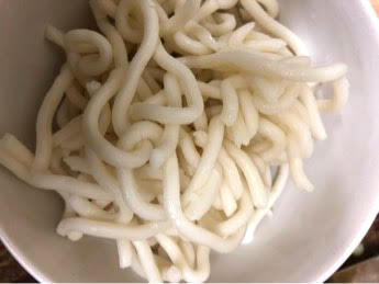 Fresh Udon noodles in bowl