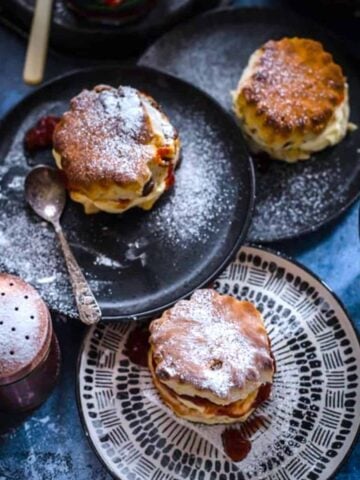 Orange and Date Scones in plates