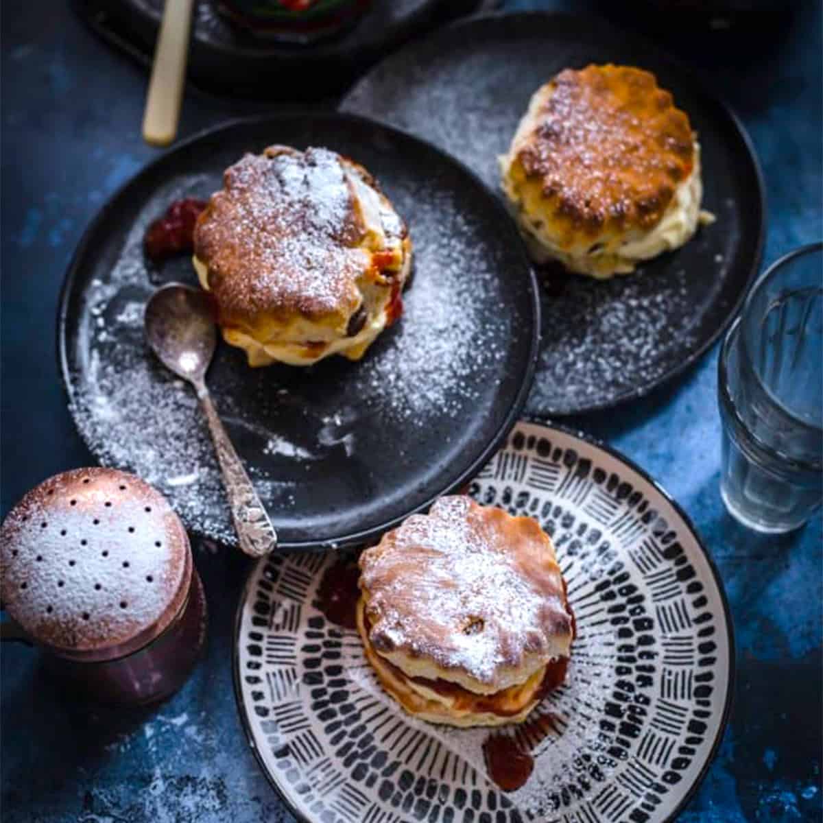 Orange and Date Scones in plates