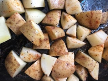 chopped potatoes in tray