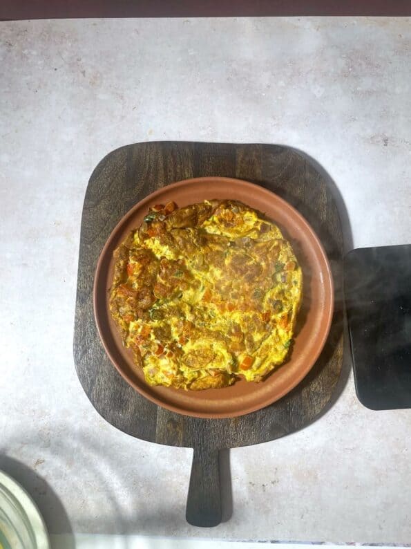 Cooked omelette in plate