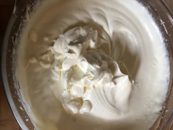 Cream whipped in bowl