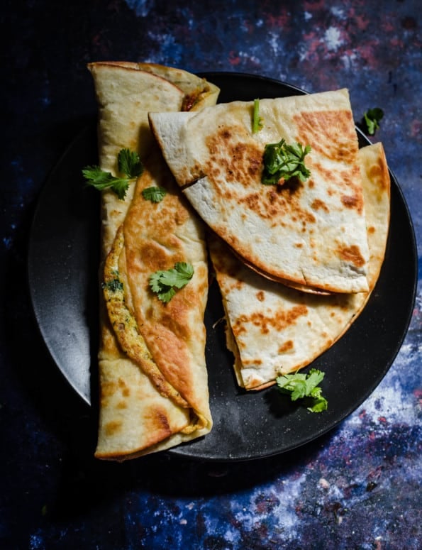 Masala Omelette Quesadilla in plate