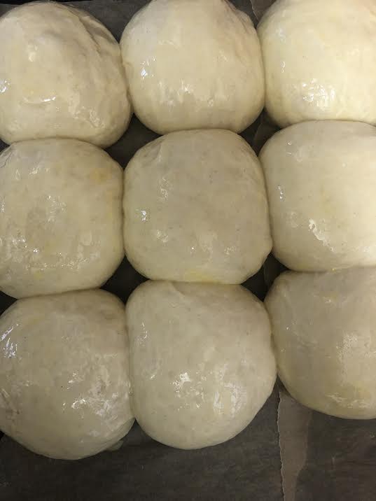 Milk buns with egg wash