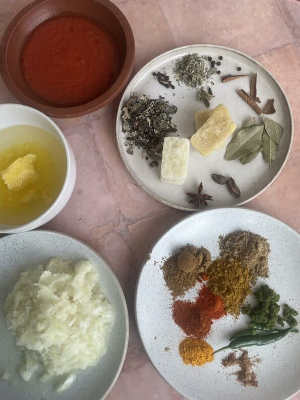 MAsala ingredients on table