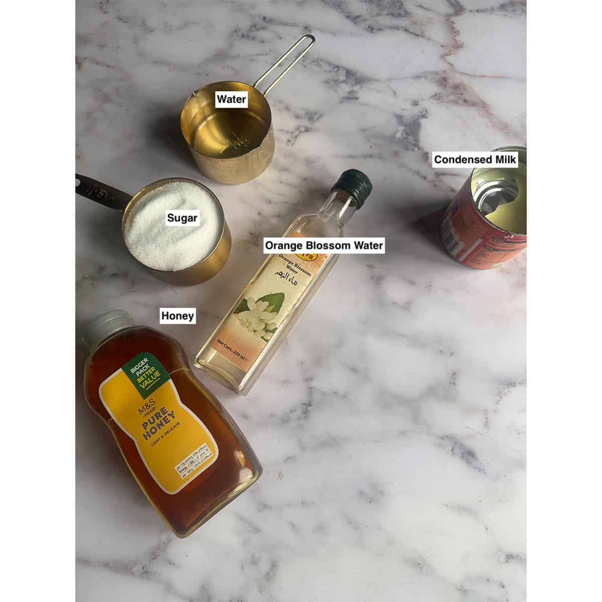 Syrup ingredients on table