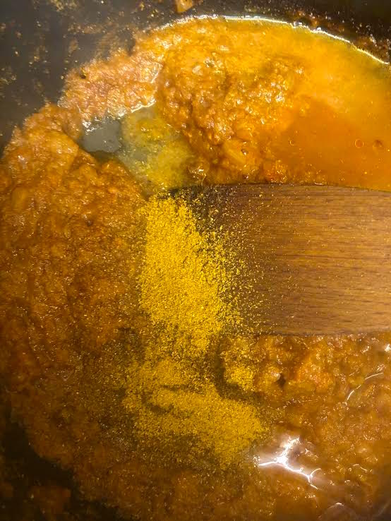 Garam Masala and Curry Powder added
