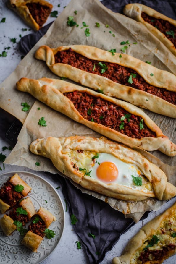 Pide on baking paper
