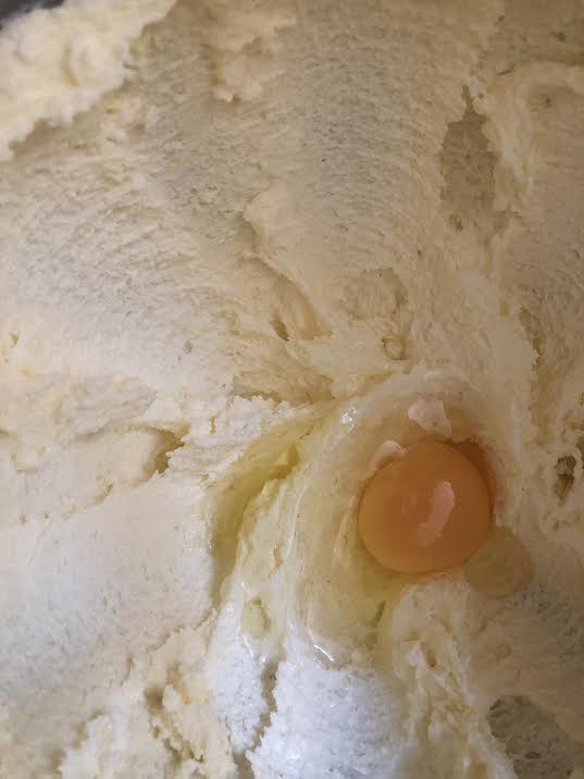 Egg in creamed butter and sugar