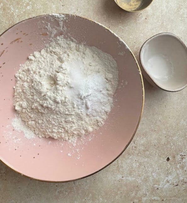 Flour and Baking Powder in a bowl