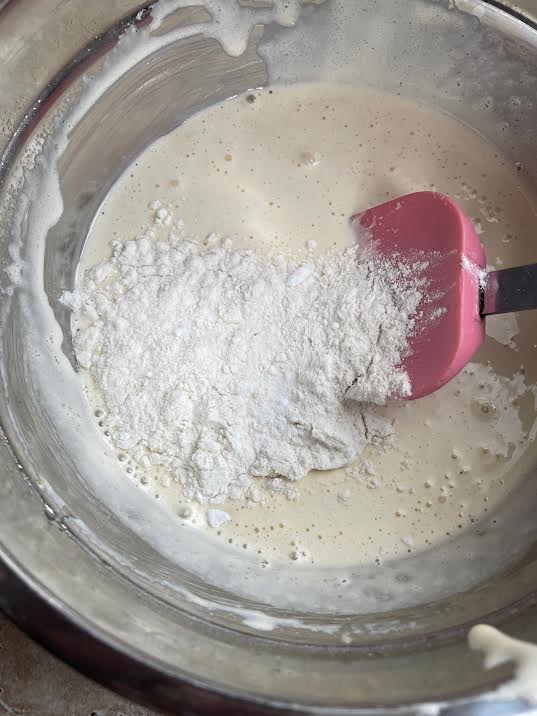 Flour added to bowl