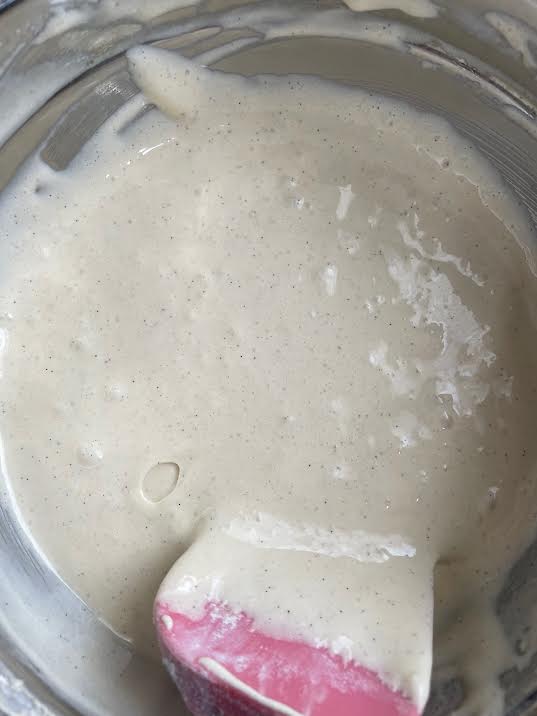 Flour folded into batter