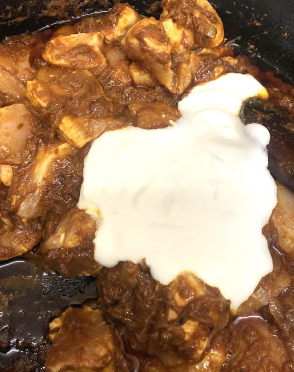 Par cooked Chicken and yoghurt in pot