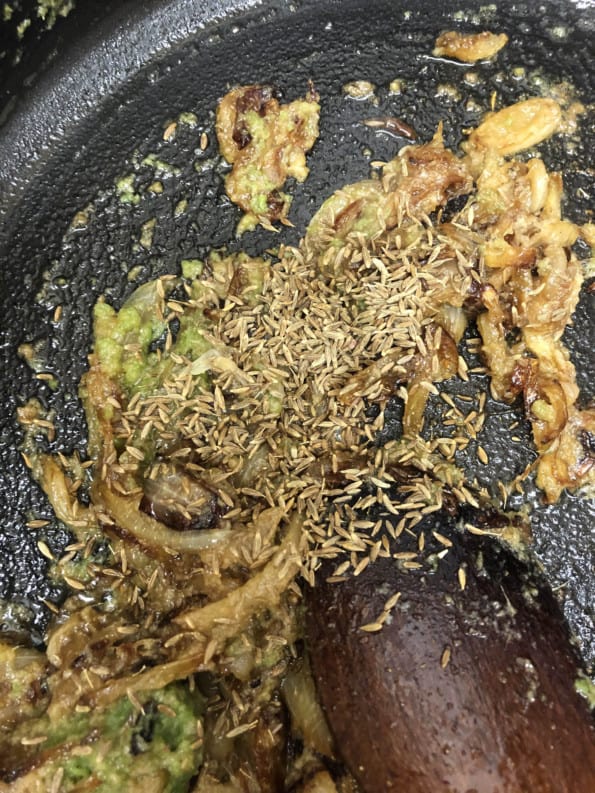 Cumin Seeds added to pot