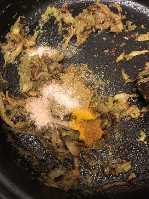 Ground Spices added to pot