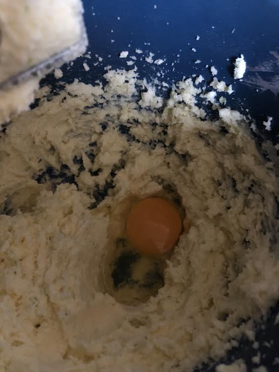 Egg added to mixed butter & sugar