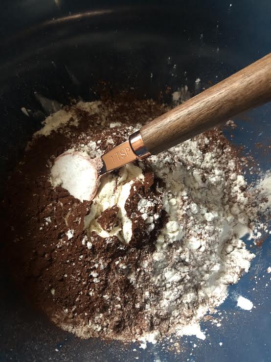 Dry ingredients being mixed in a bowl