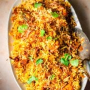 Pakistani Chicken Biryani in dish