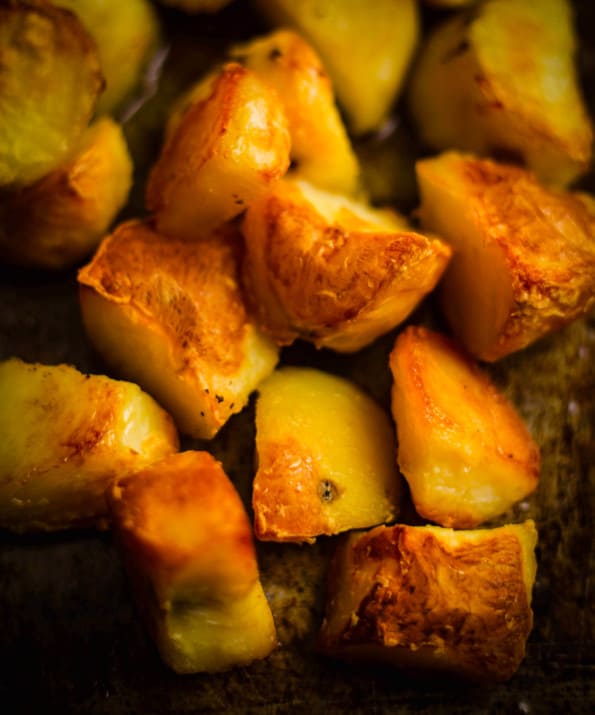 Crunchy Roast Potatoes in a tray