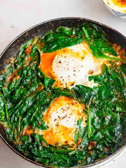 Spinach Eggs with Yoghurt to side