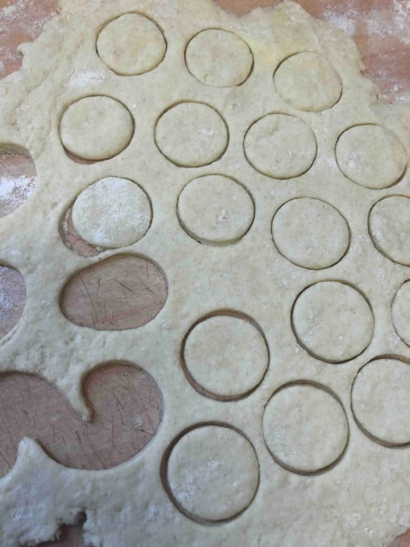 Circles cut out of dough
