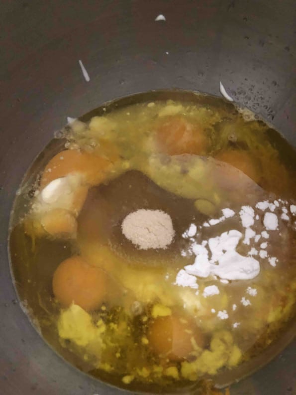 Egg, Oil, Yoghurt and Orange in bowl