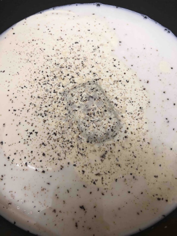 Cream, Milk, Salt, Black Pepper and Garlic in a pot