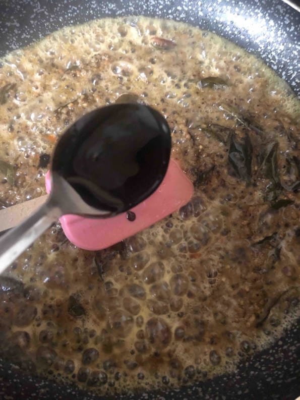 Tamarind being added to pan