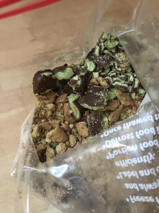Crushed aeros and biscuits in ziplock bag